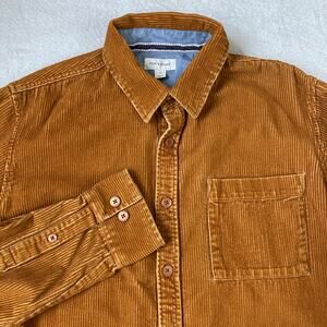 Sun + Stone Caramel Corduroy Shacket Shirt Jacket Men Size L Cotton Button Up